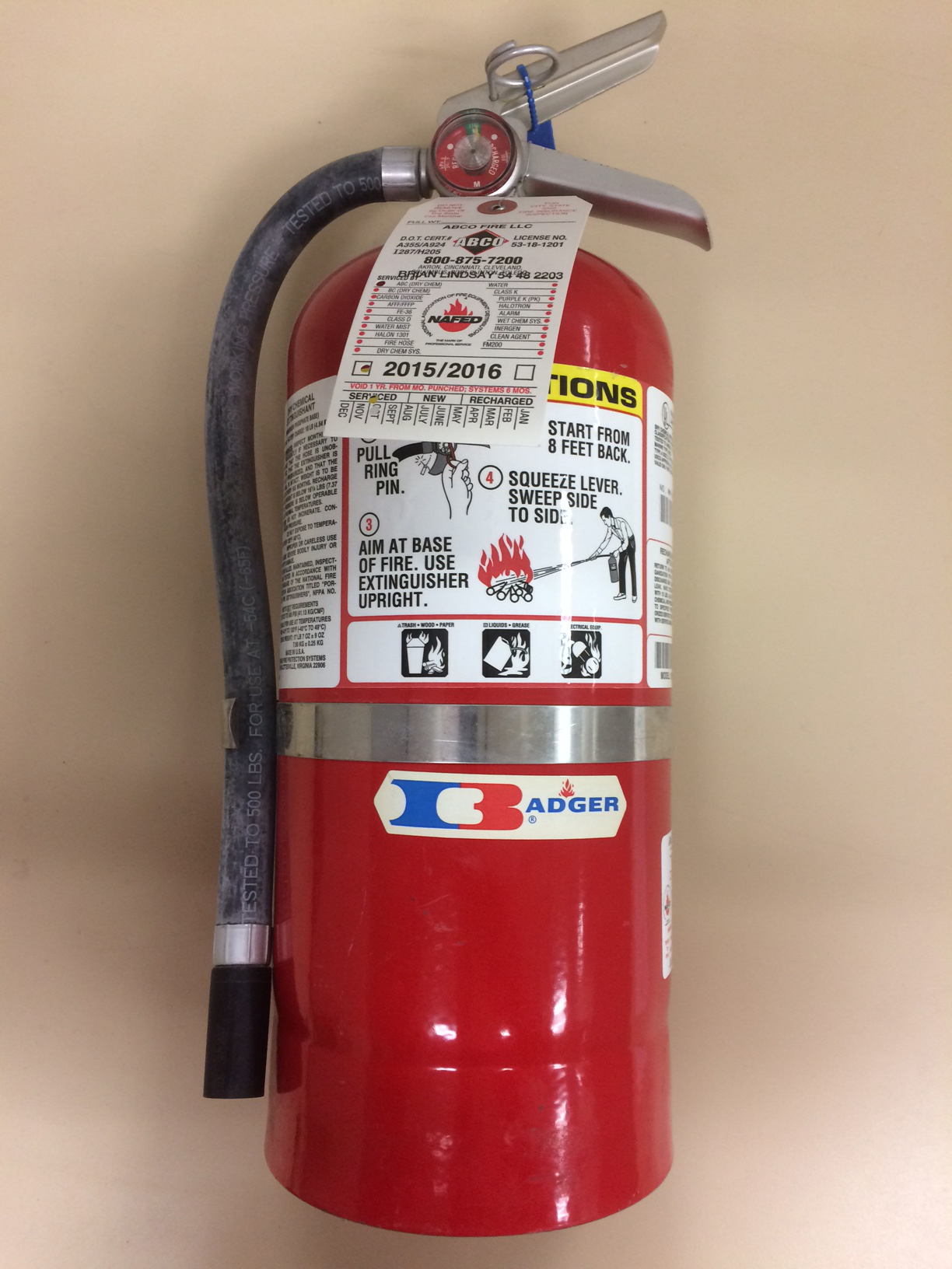 fire extinguisher test and tag